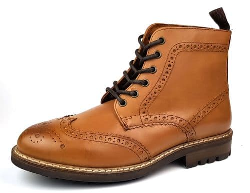 Red Tape Devlin High Quality Cleated Real Leather Lace Up Brogue Mens Boots